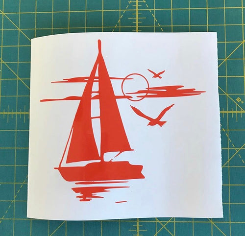 sailboat decal sailing sunset car truck window sticker