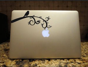bird on a branch laptop decal sticker
