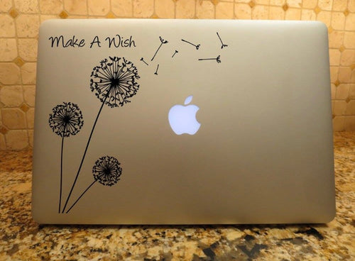 dandelion decal make a wish laptop car truck window sticker