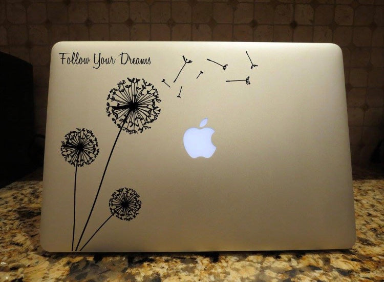 dandelion decal follow your dreams car truck window laptop sticker
