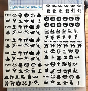 Halloween Mini Decals Custom Vinyl Craft Project Stickers Set of 12