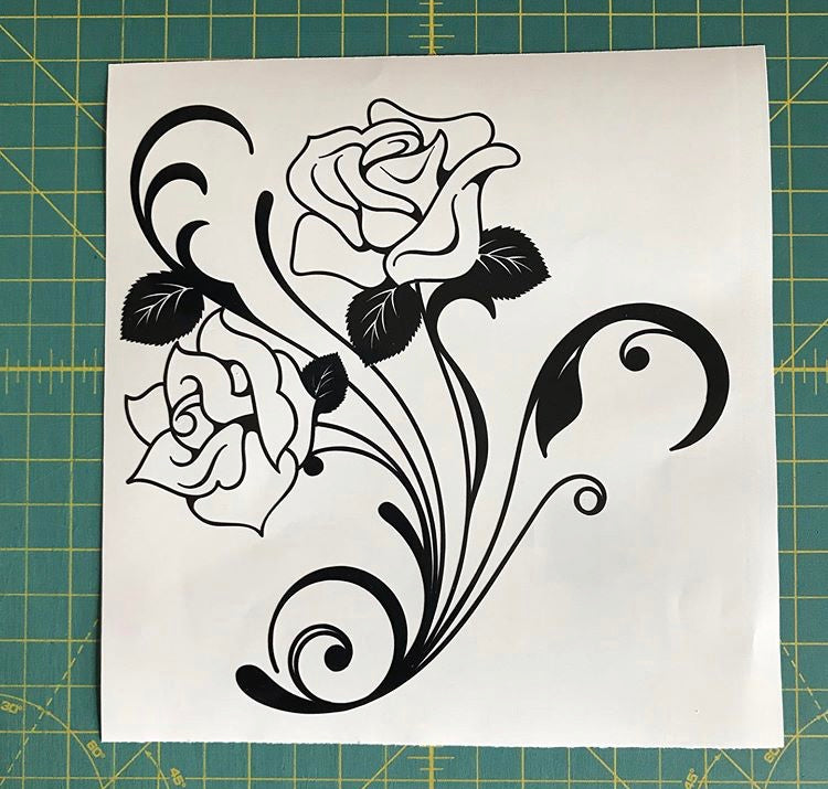 Window Wall Car Display Retro Rose Flower Silhouette Decal Vinyl Sticker  Craft 1