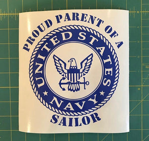 Proud Mom Dad Parent of a Navy Sailor decal Custom Vinyl car truck window Sticker