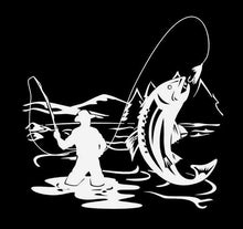 Load image into Gallery viewer, fly fishing fisherman trout car decal