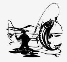 Load image into Gallery viewer, fly fisherman car truck window decal