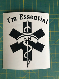 Nurse RN im essential car window decal sticker