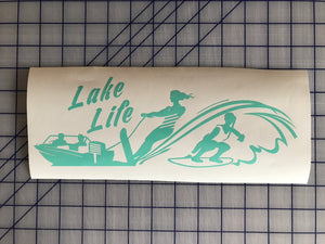 Lake life water skier girl decal