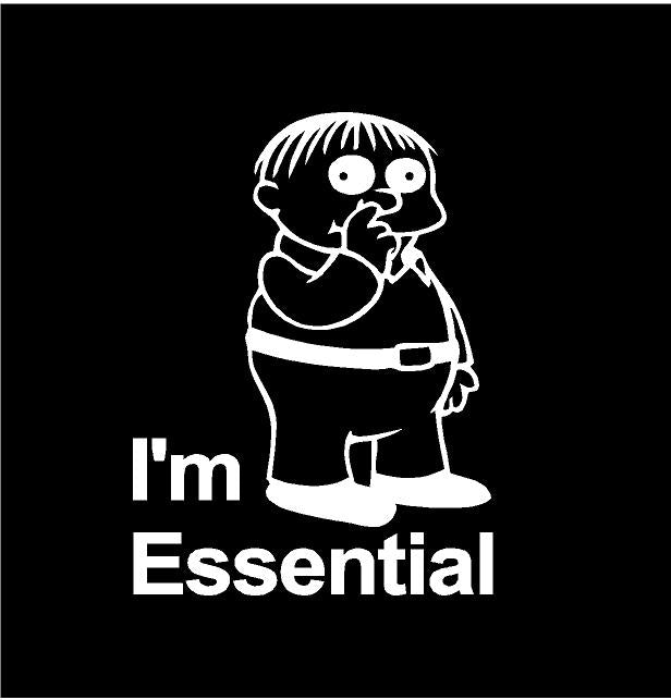 Essential Decals I'm Essential Decal Custom Vinyl car truck window Ralph Wiggum sticker ...