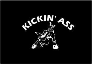 kickin ass donkey decal car truck window sticker