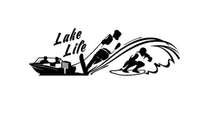Lake Life Water Skier Wake Surfer Boating Decal Custom Vinyl Car Truck Window Sticker