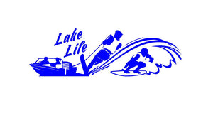Lake Life Water Skier Wake Surfer Boating Decal Custom Vinyl Car Truck Window Sticker