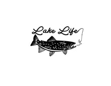Load image into Gallery viewer, Lake Life Trout Fisherman Decal Custom Vinyl Car Truck Window Sticker