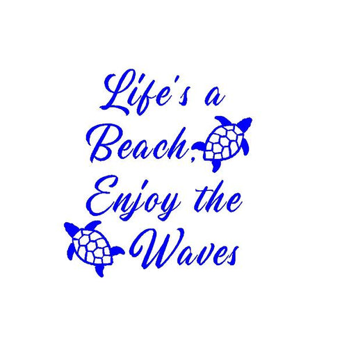 lifes a beach enjoy the waves decal car truck window beach sticker