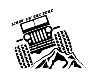 Jeep Life Livin on the Edge Decal Off Roading custom vinyl car truck window sticker