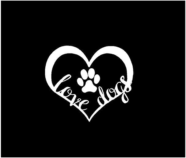 paw print heart decal love dogs car truck window sticker