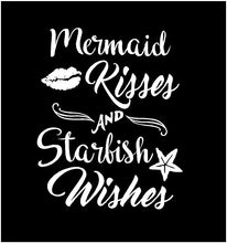 Load image into Gallery viewer, mermaid kisses and starfish wishes window decal