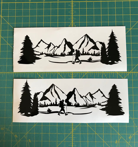 Mountain Range Hiker hiking car truck decal