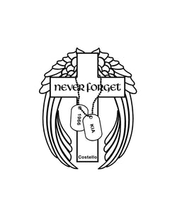 Never Forget Memorial Decal Customizable Angel Wings Cross Military Love Ones Lost Sticker
