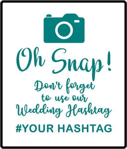 oh snap wedding hashtag sticker