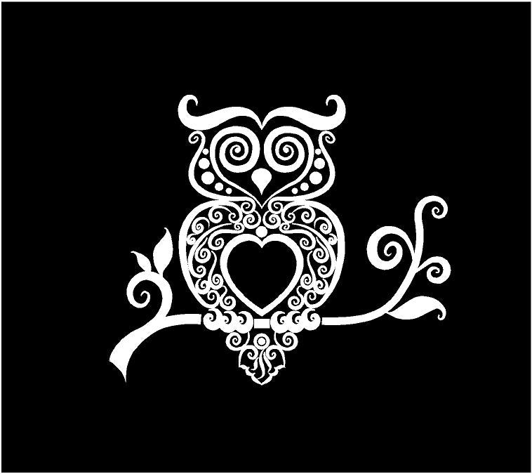 intricate owl decal car truck window sticker