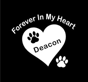 forever in my heart pet memorial decal car truck window heart sticker