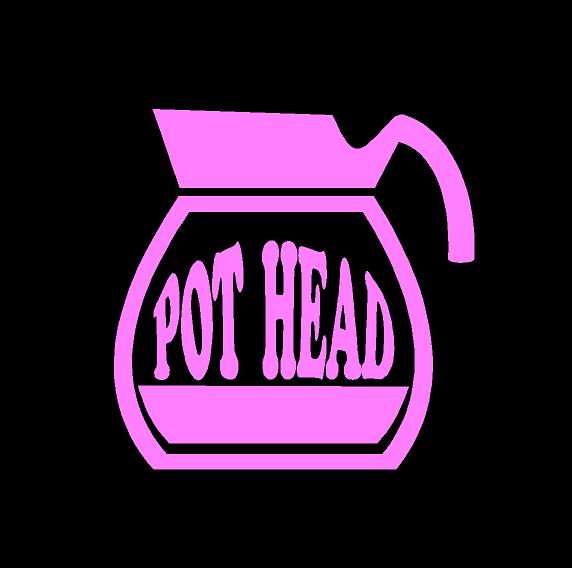 pothead coffee sticker Pot Head Decal Funny Custom Vinyl car truck window coffee lovers sticker Purple