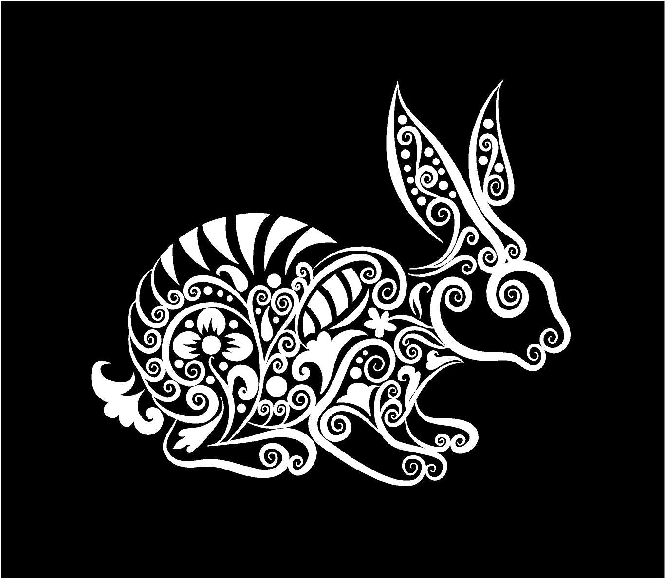 Intricate Rabbit Decal Custom Vinyl Car Truck Window Bunny Sticker Customvinyldecals4u 