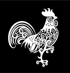 intricate rooster decal car truck window farm sticker