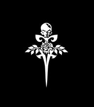 Load image into Gallery viewer, gothic rose skull sword decal car truck window sticker