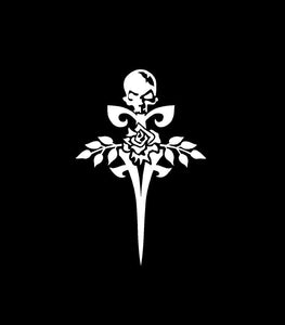 gothic rose skull sword decal car truck window sticker