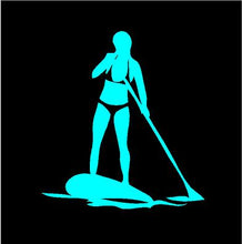 Load image into Gallery viewer, SUP Girl Decal Custom Vinyl car truck window Stand Up Paddle Board sticker