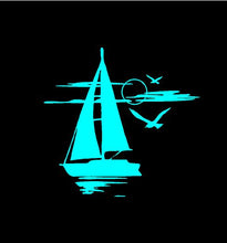 Load image into Gallery viewer, SailBoat Decal Sunset Sailing Custom Vinyl Car Truck Window Sticker