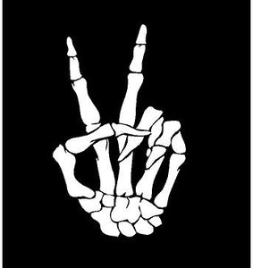 Skeleton Hand Peace Sign decal