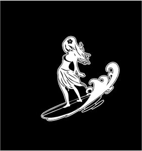 EPIC SURF BREAKS 'The Surfgirl' California Surfing Vinyl Die Cut Decal Sticker - 3x3 Inches