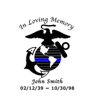 Load image into Gallery viewer, In loving Memory Memorial USMC EGA Thin Blue Line Decal