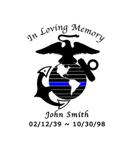 In loving Memory Memorial USMC EGA Thin Blue Line Decal