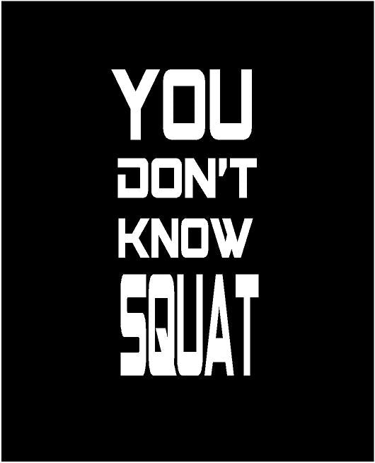 you dont know squat water bottle decal car truck window fitness sticker