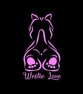 westie love decal pink