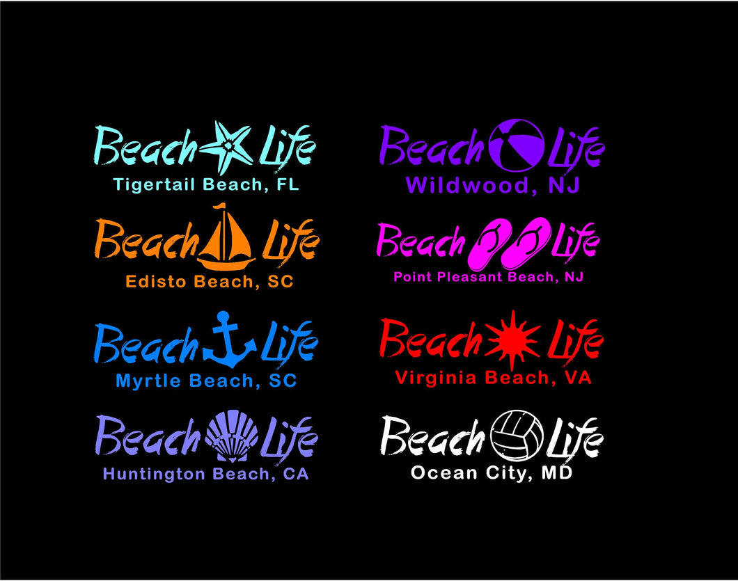 beach life decal customizable car truck window beach lovers sticker