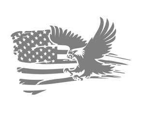 tattered usa eagle flag decal