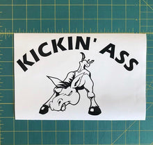 Load image into Gallery viewer, Kickin Ass Donkey Mule Decal Custom Vinyl Car Truck Window Sticker