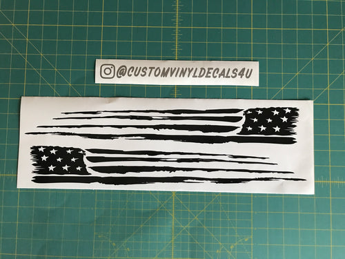 Distressed Tattered USA America Flag Decal Set of 2 Large Custom Vinyl Stickers