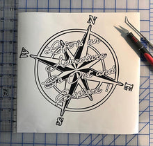 Load image into Gallery viewer, Life is an Adventure Compass Decal Go Out and Explore Custom Vinyl Sticker