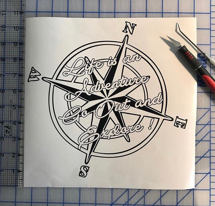 Life is an Adventure Compass Decal Go Out and Explore Custom Vinyl Sticker