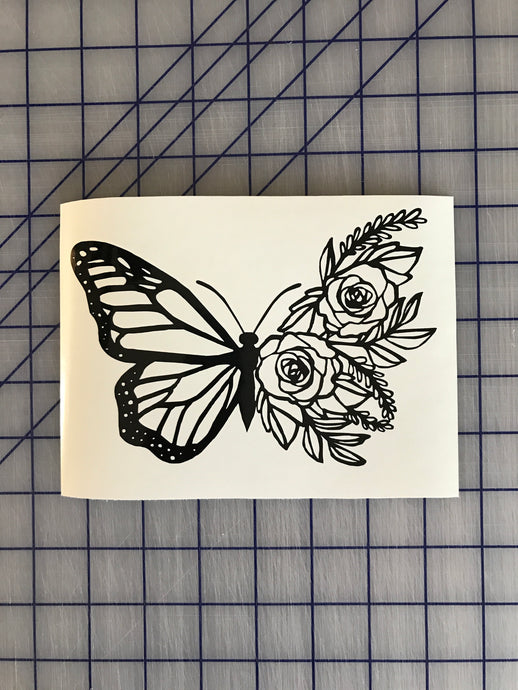 Half Butterfly Half Floral car truck decal