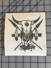 Load image into Gallery viewer, Tribal Steer Skull Decal Custom Vinyl car truck window sticker