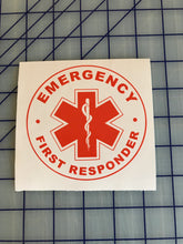 Load image into Gallery viewer, First Responder Emergency Decal Custom Vinyl Car Truck Window Laptop Star of Life Sticker EMS