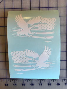 Eagle Distressed Flag USA Decal Custom car truck window Sticker