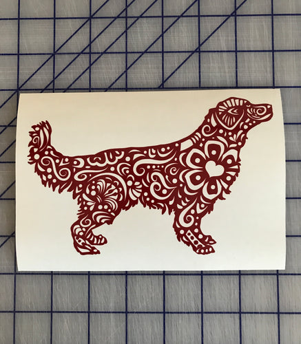 Henna Golden Retriever Dog Decal Fancy Custom Vinyl car truck window laptop sticker