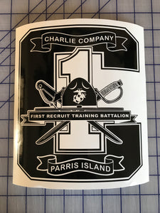 Charlie Company 1st Recruit Training Battalion Parris Island Decal Vinyl car truck window US Marine sticker